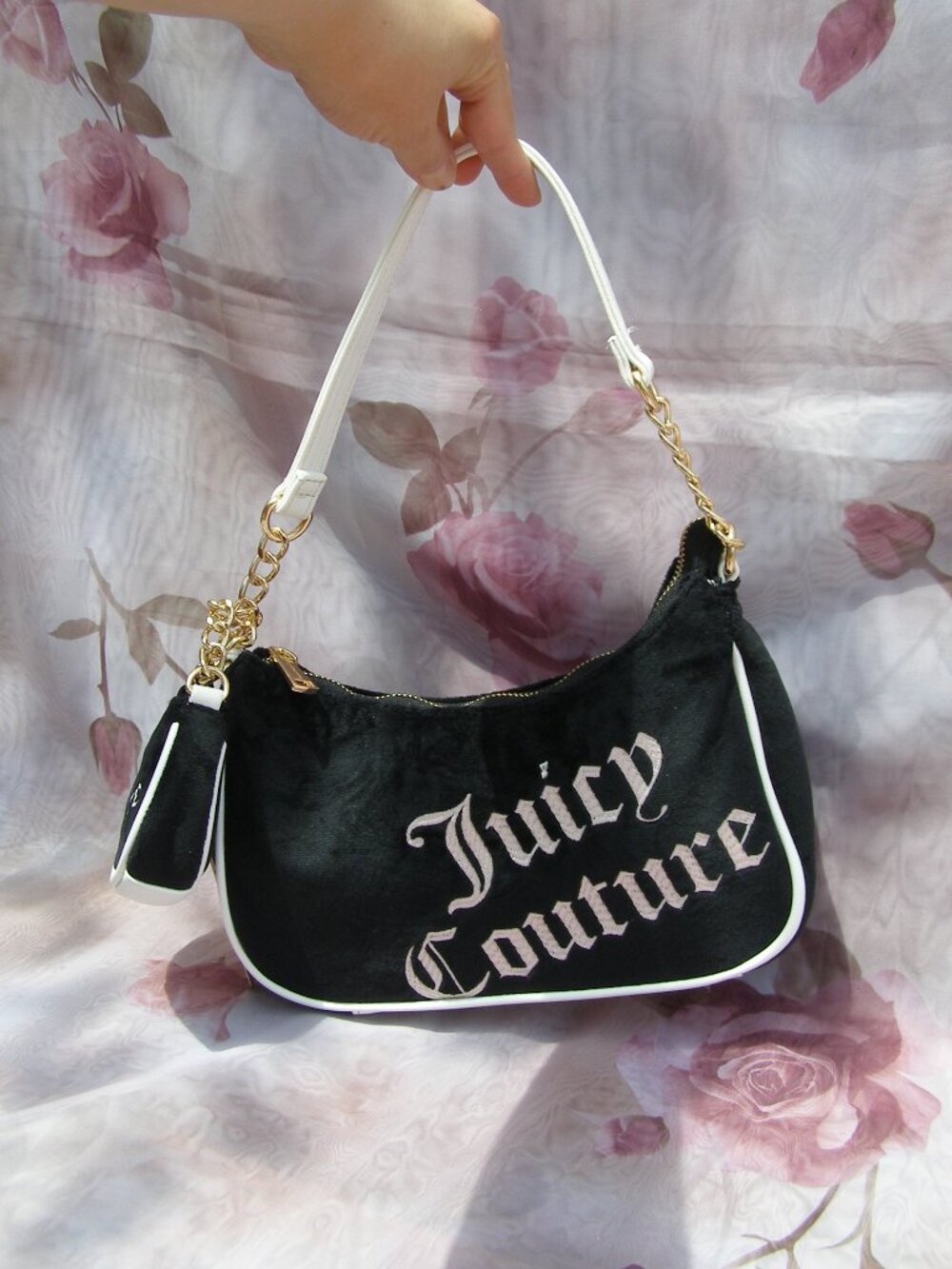 Juicy Couture Better Together Black Blush Hobo Shoulder Bag Detachable Mini Bag